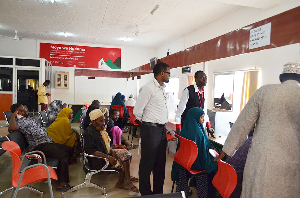 HSNP beneficiaries waiting to be served at HSNP help desk, Huduma center, Wajir